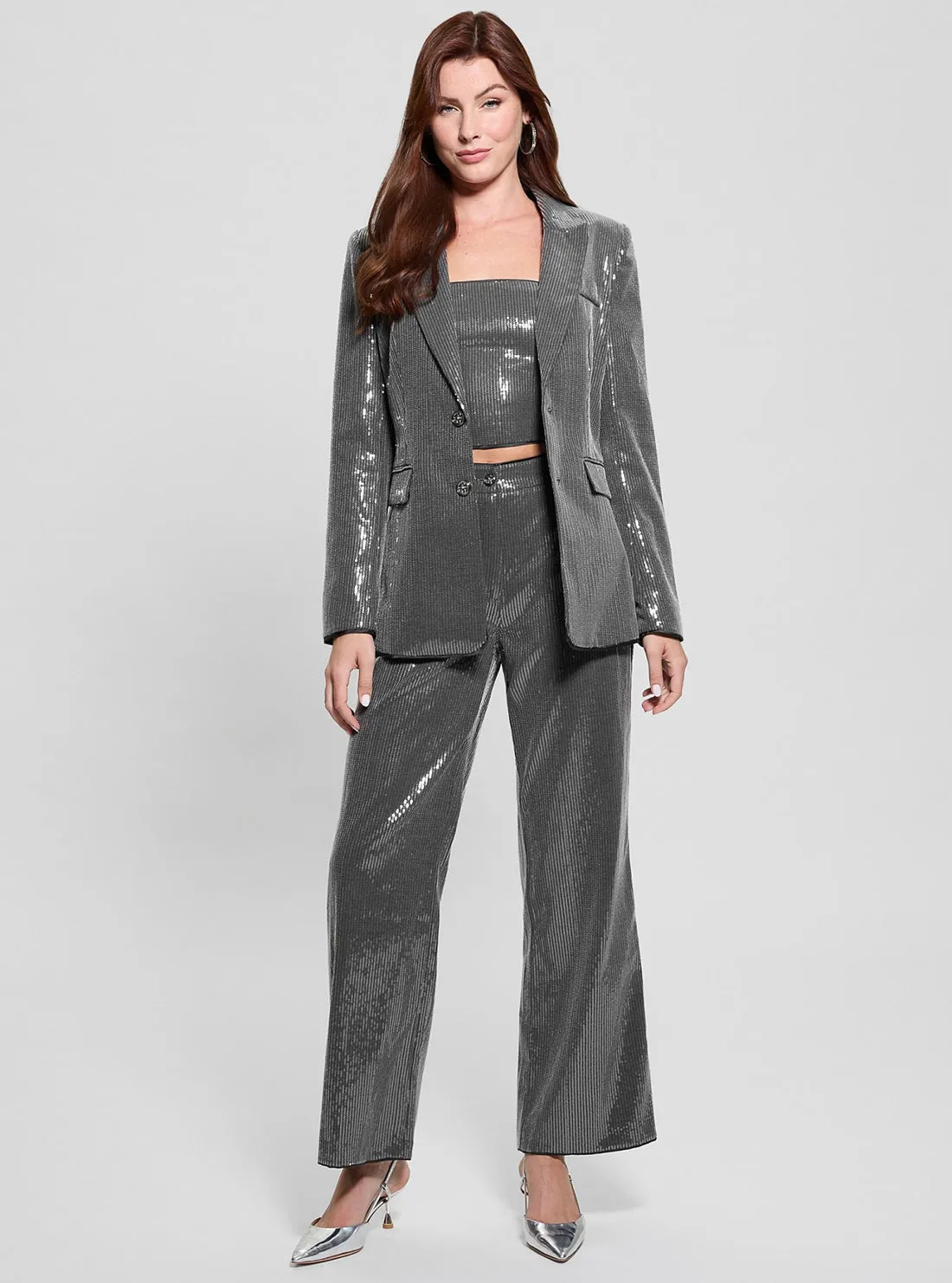 Grey Cassia Sequins Pants