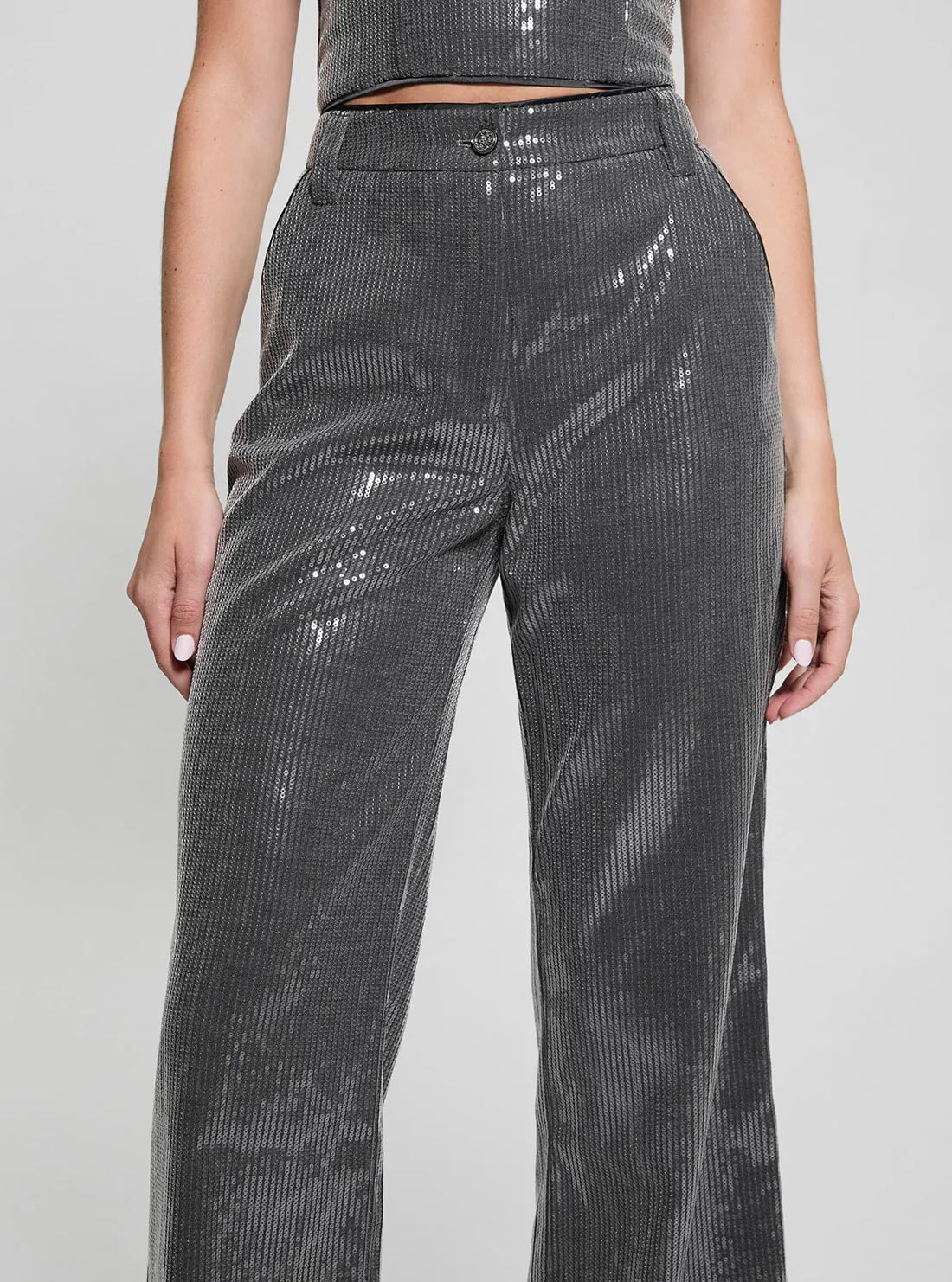 Grey Cassia Sequins Pants