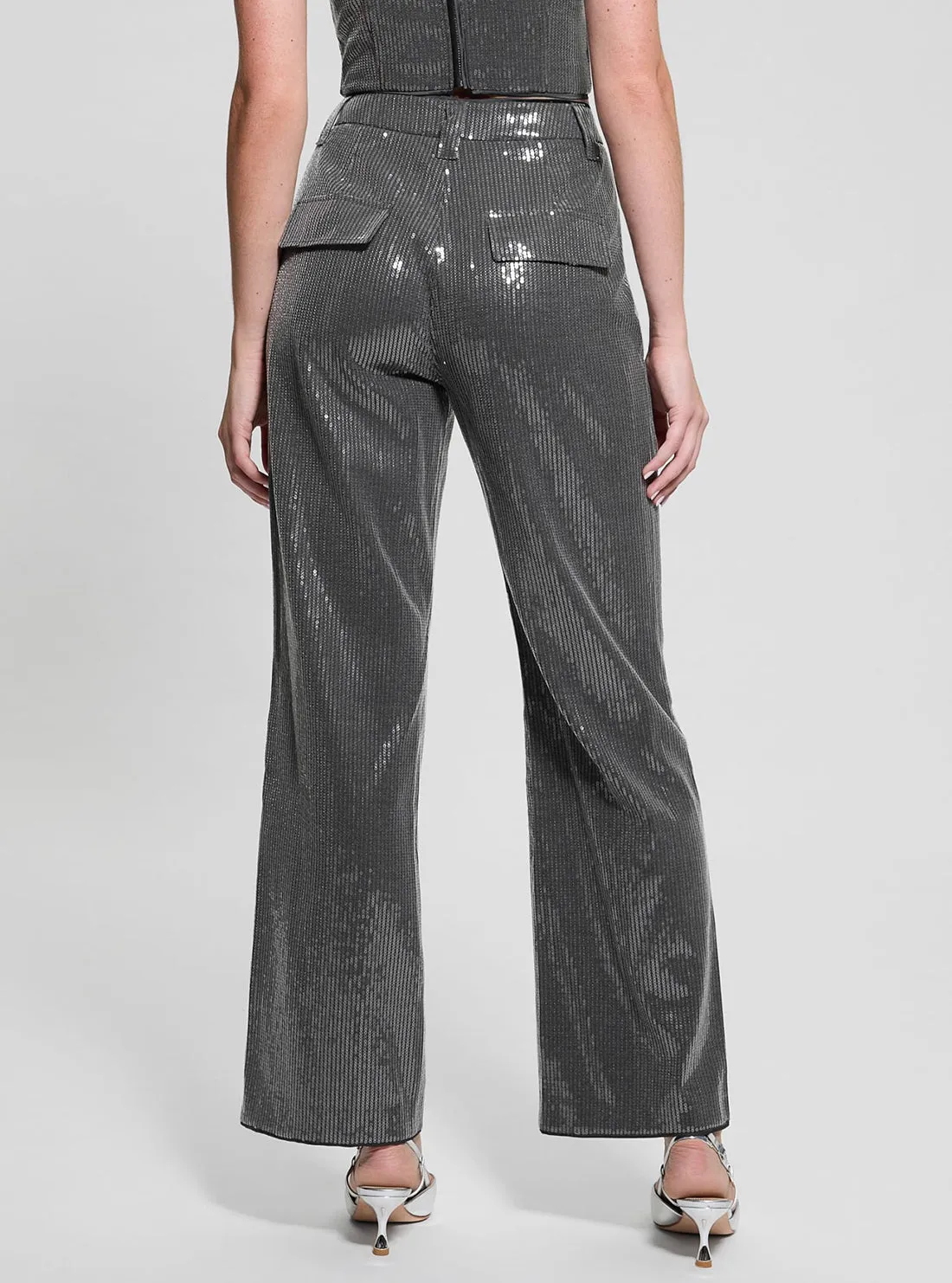 Grey Cassia Sequins Pants