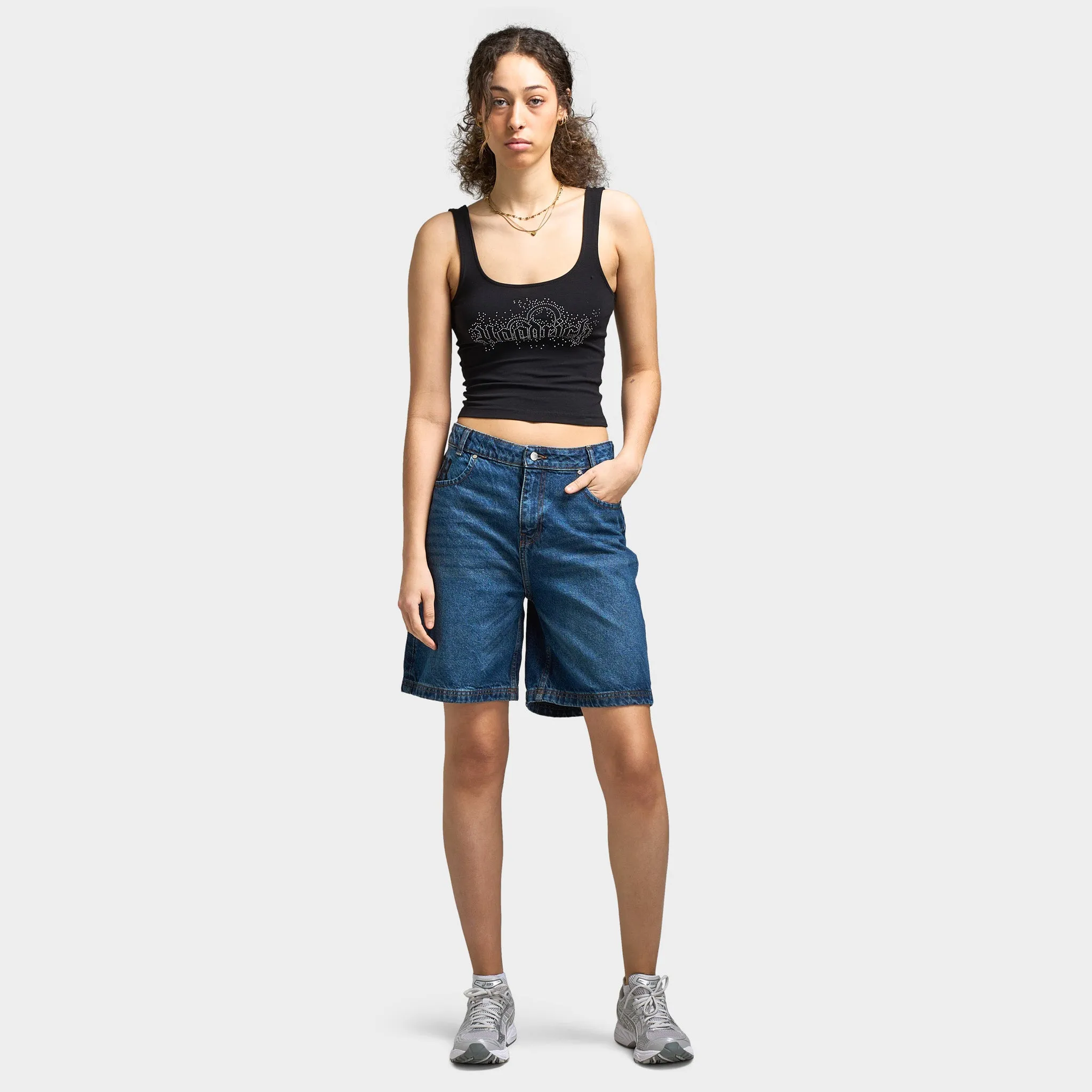 Hoodrich Women's Distressed Applique Jort / Indigo Wash