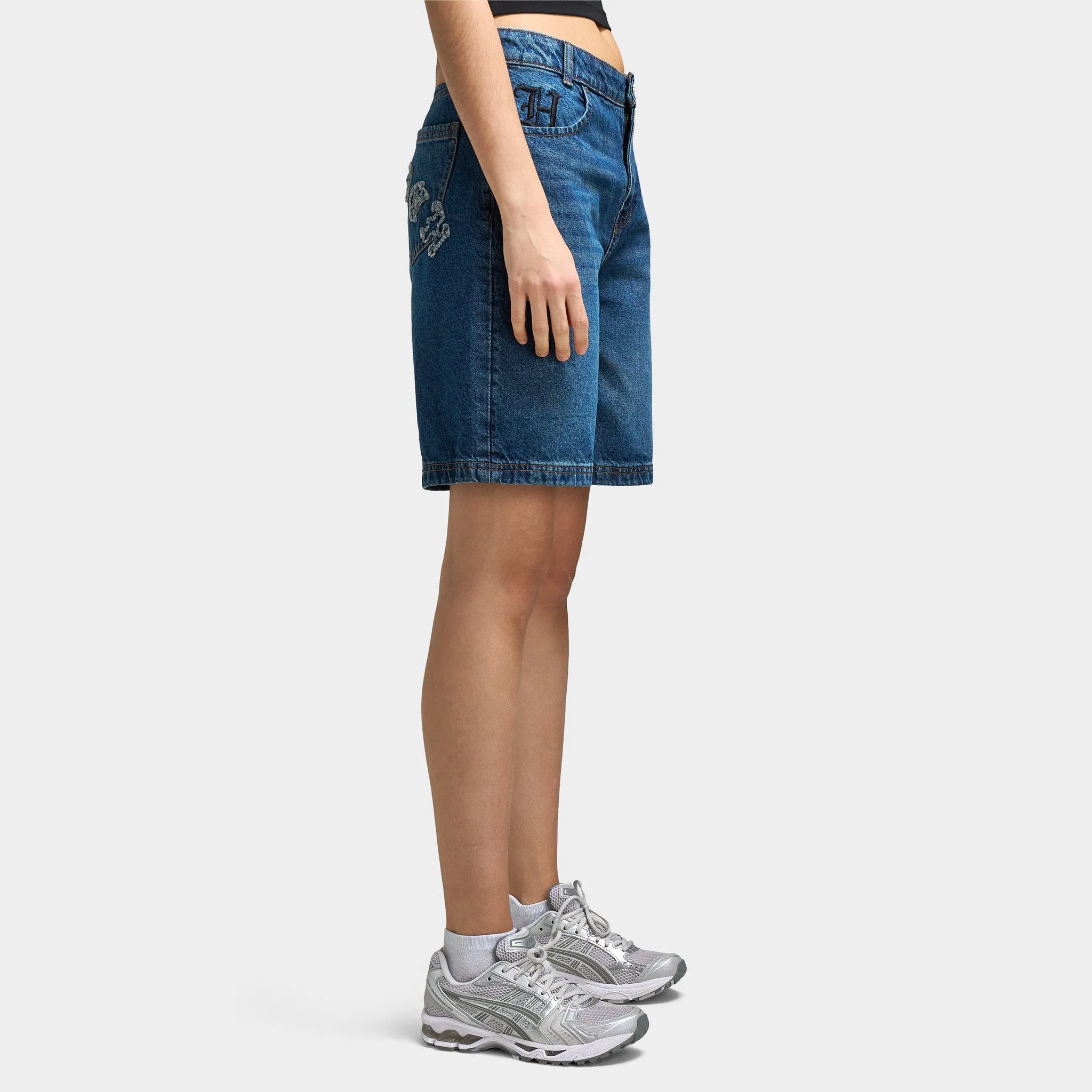 Hoodrich Women's Distressed Applique Jort / Indigo Wash