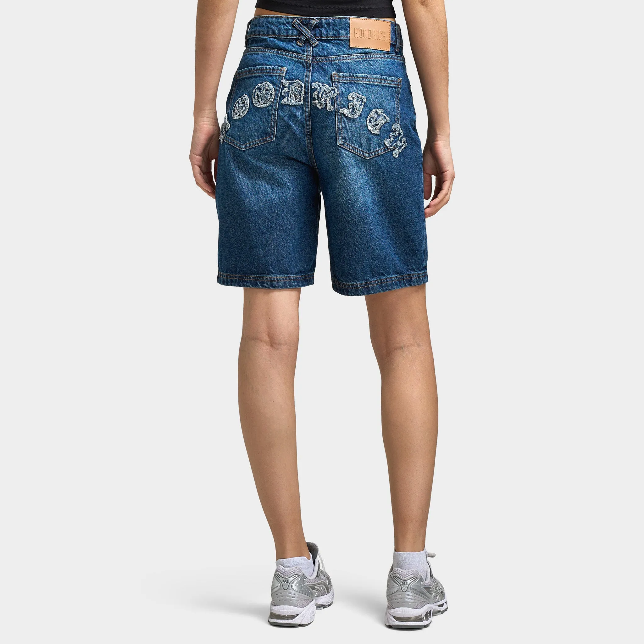 Hoodrich Women's Distressed Applique Jort / Indigo Wash