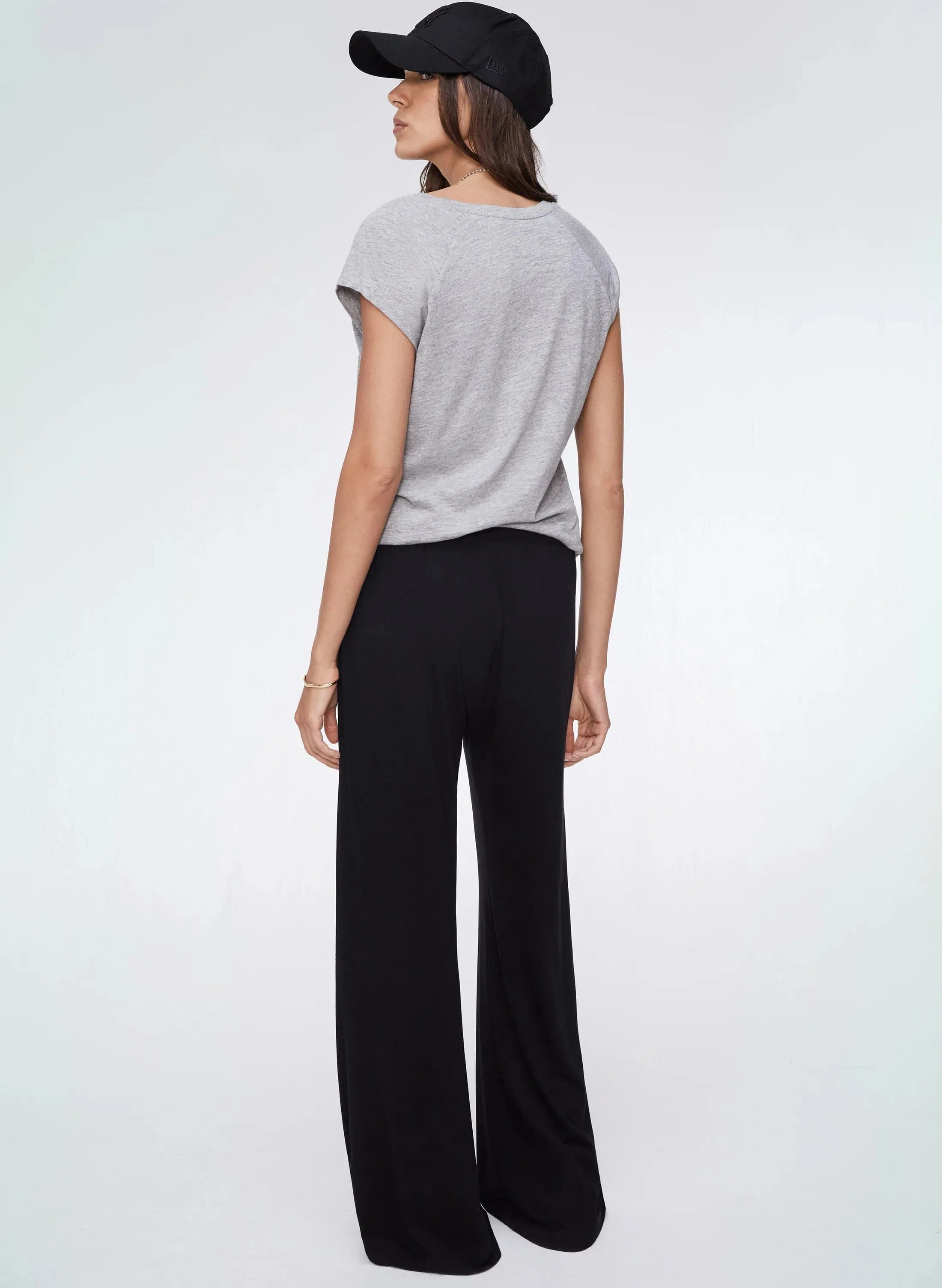 LENZING™ ECOVERO™ Jersey Wide Leg Palazzo Trousers | Caviar Black