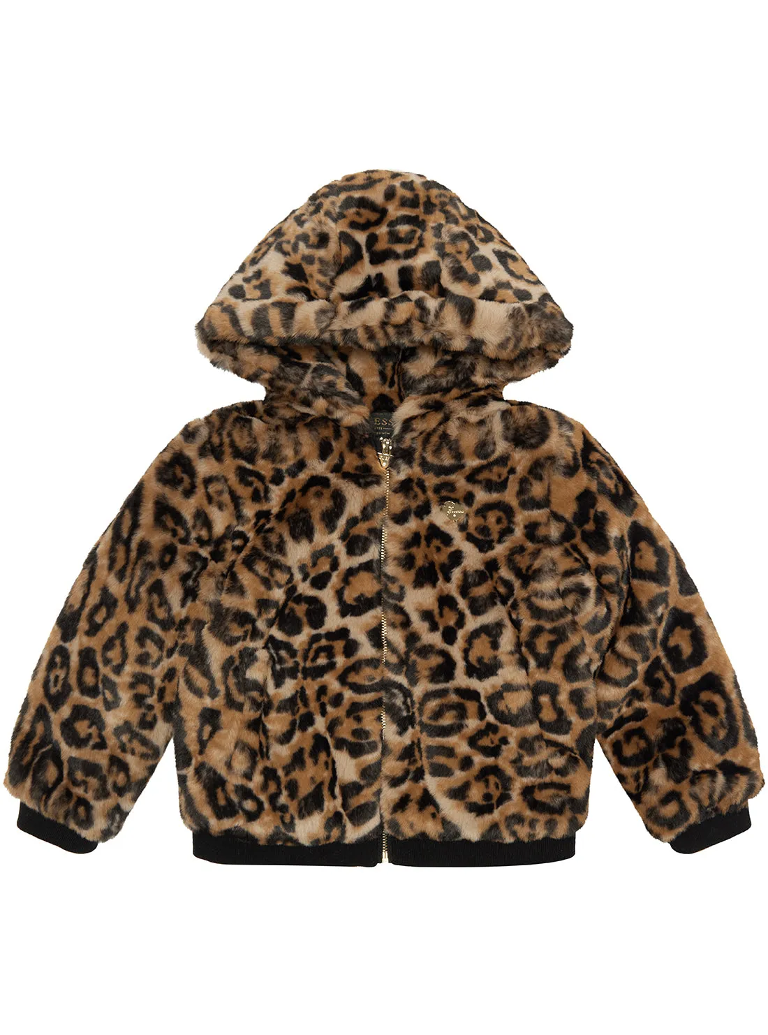 Leopard Print Faux Fur Bomber Jacket (2-7)