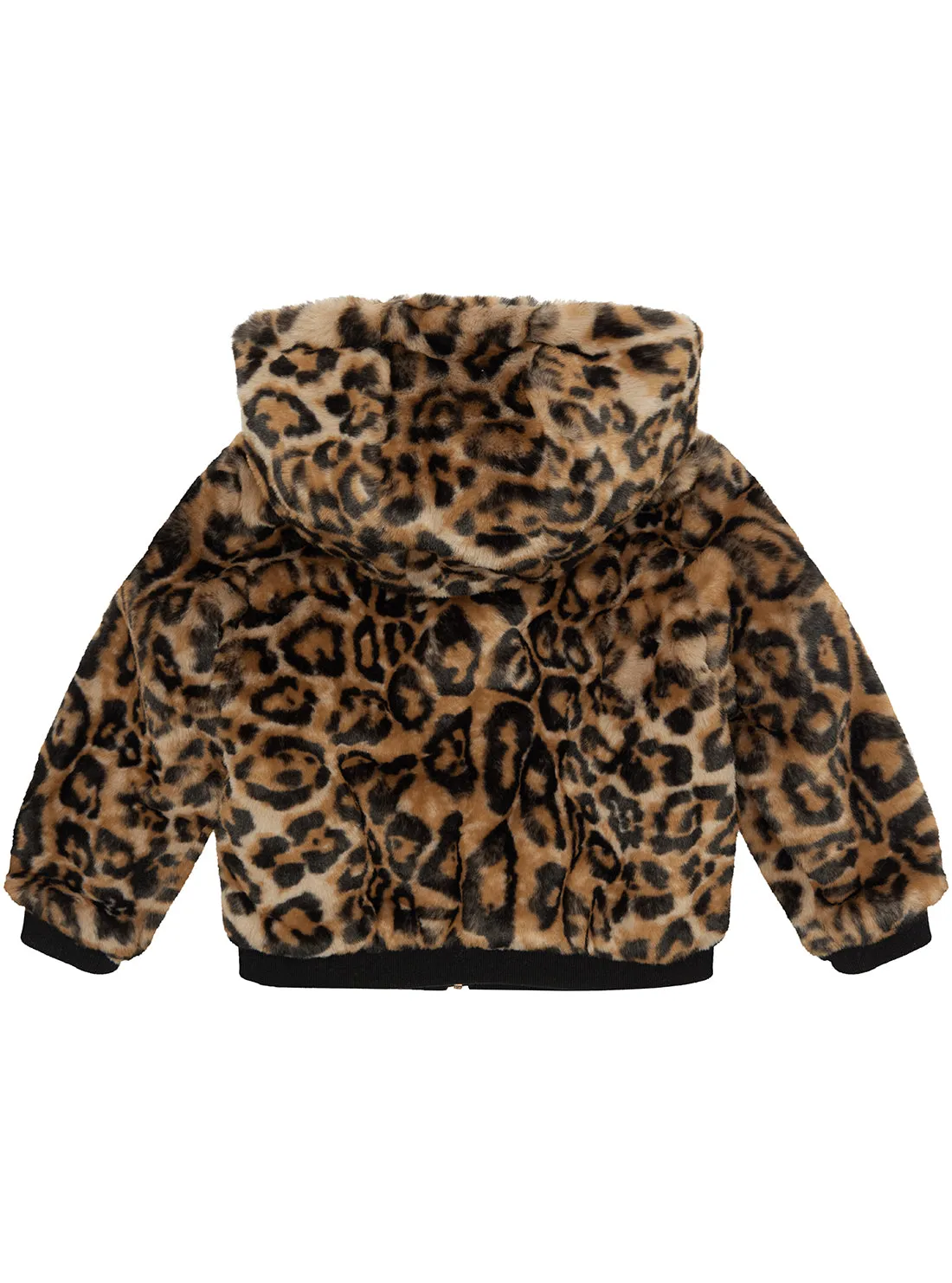 Leopard Print Faux Fur Bomber Jacket (2-7)