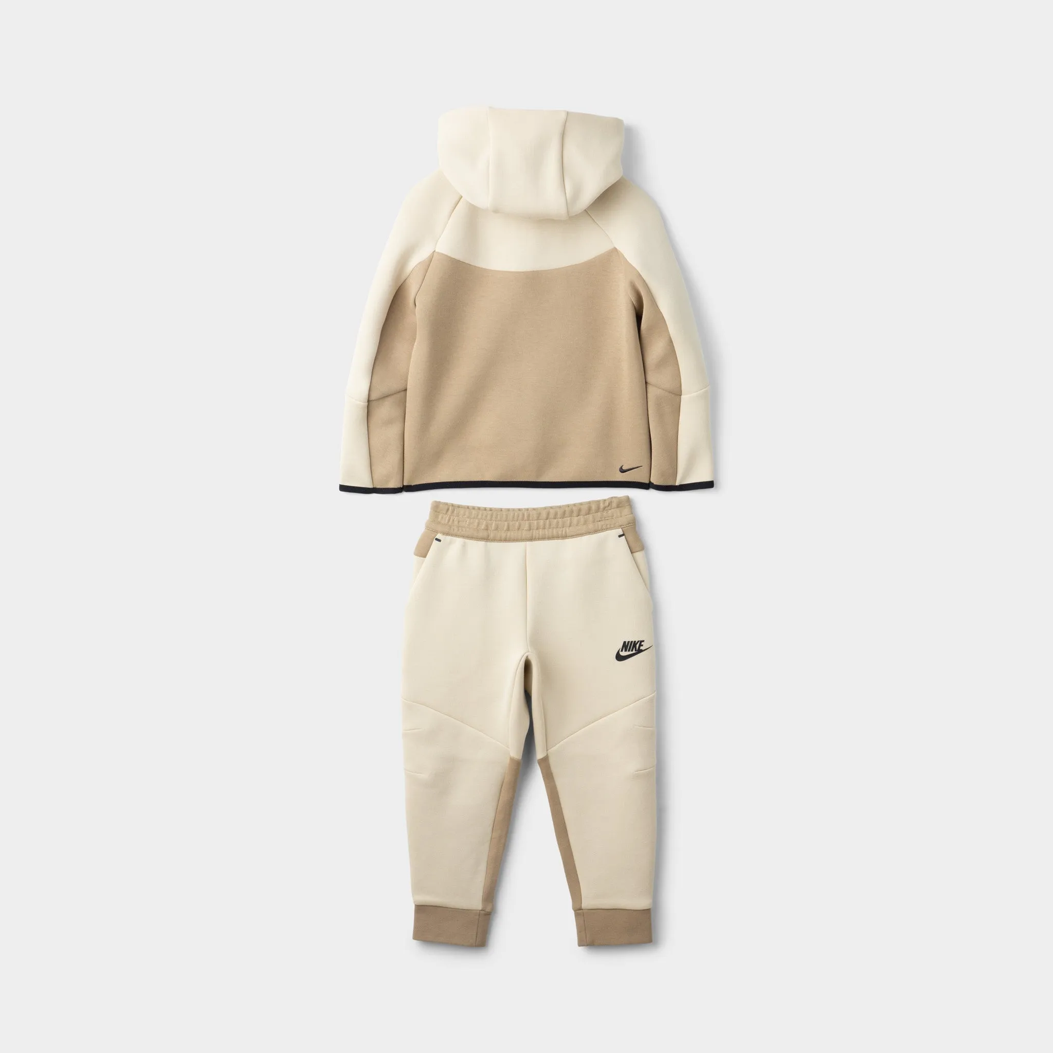 Nike Sportswear Children's Tech Fleece Full Zip Hoodie Set / Light Khaki
