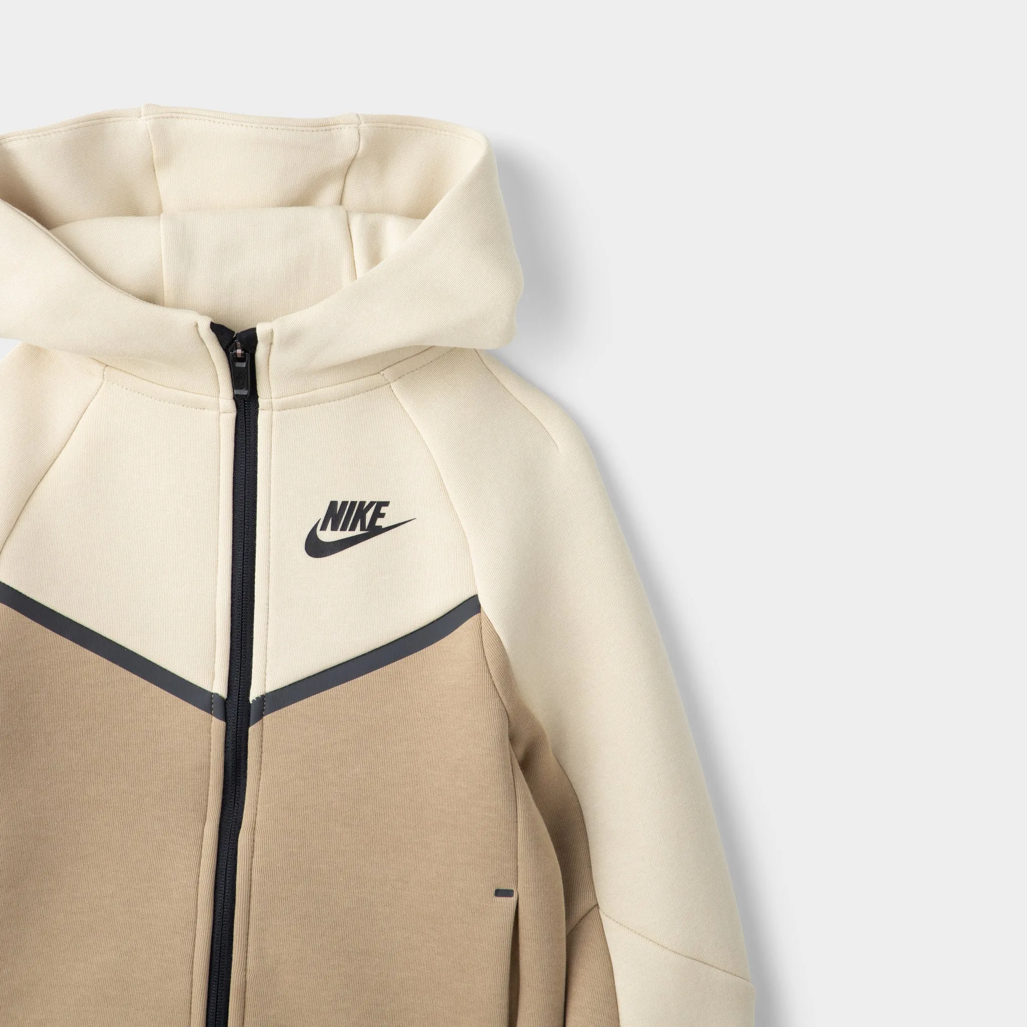 Nike Sportswear Children's Tech Fleece Full Zip Hoodie Set / Light Khaki
