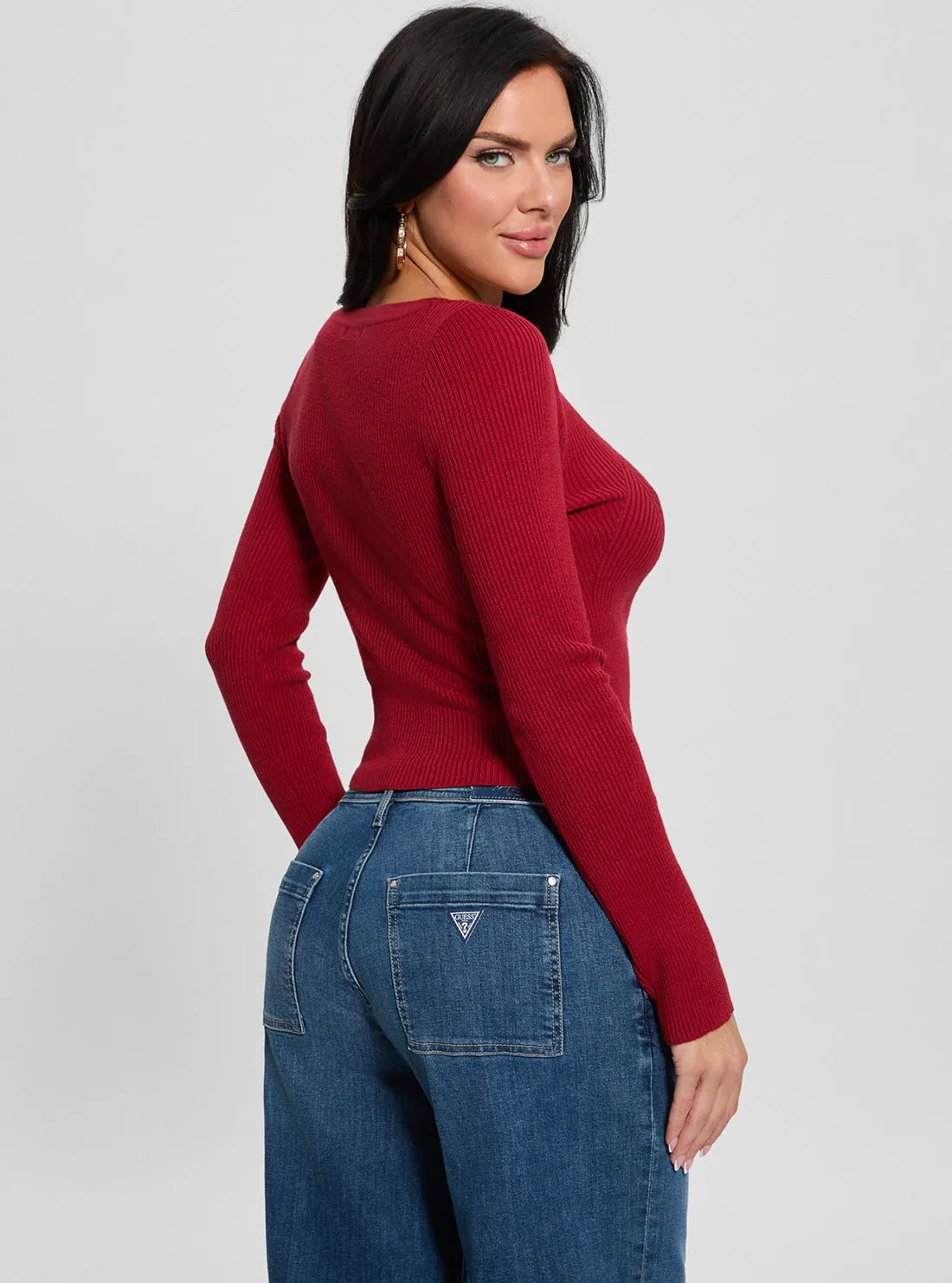Red Katelyn Knit Cardigan