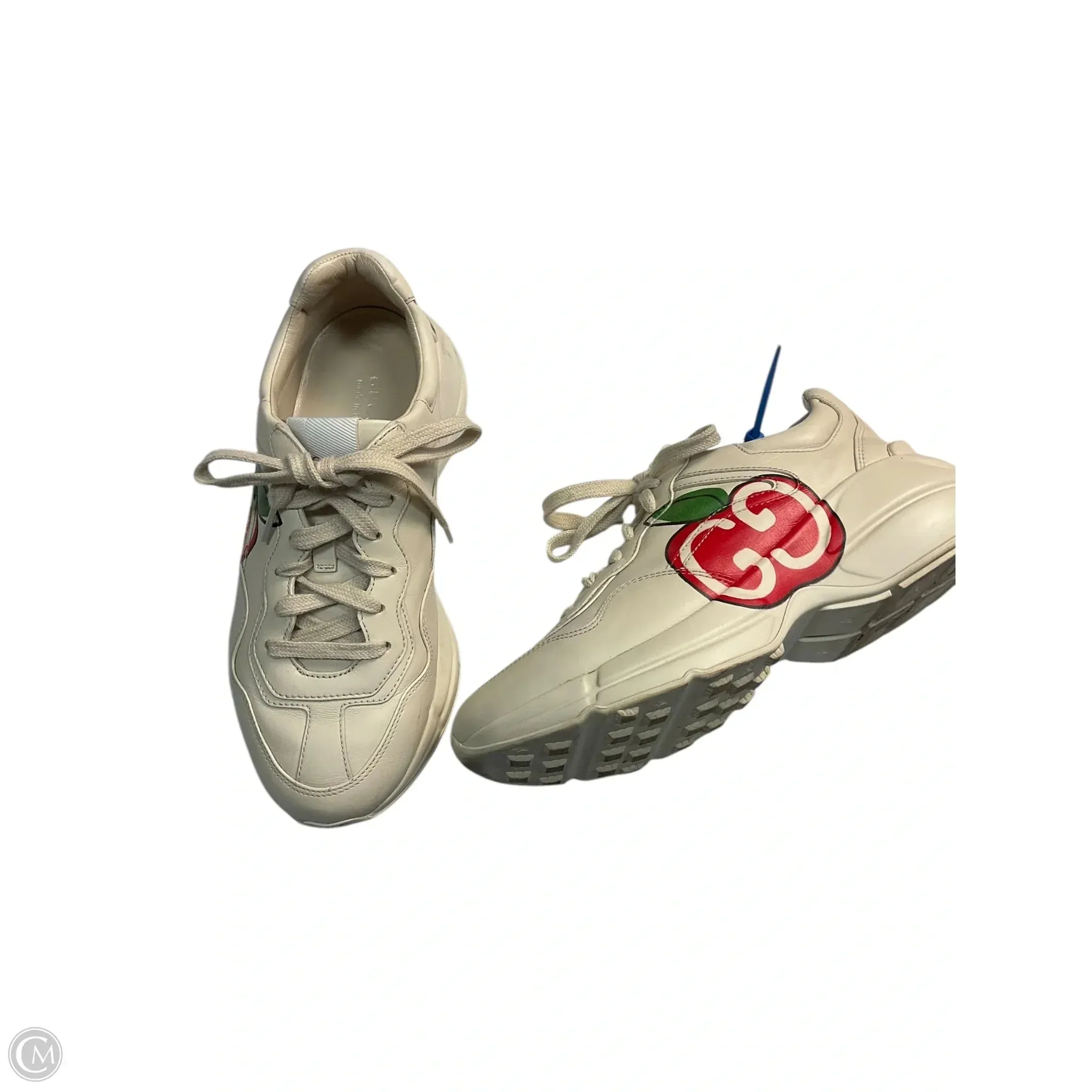 Shoes Luxury Designer By Gucci In Cream, Size: 7.5