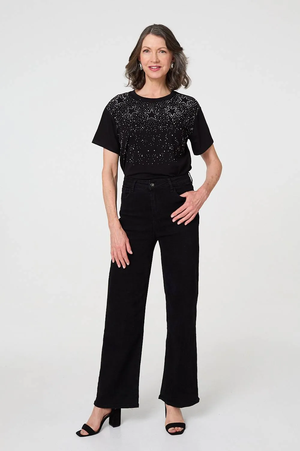 Sparkly Star Print Short Sleeve T-Shirt