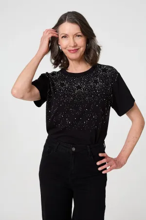 Sparkly Star Print Short Sleeve T-Shirt