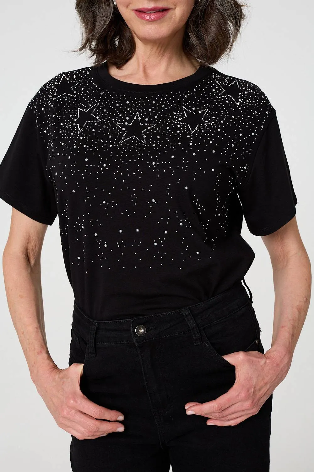 Sparkly Star Print Short Sleeve T-Shirt