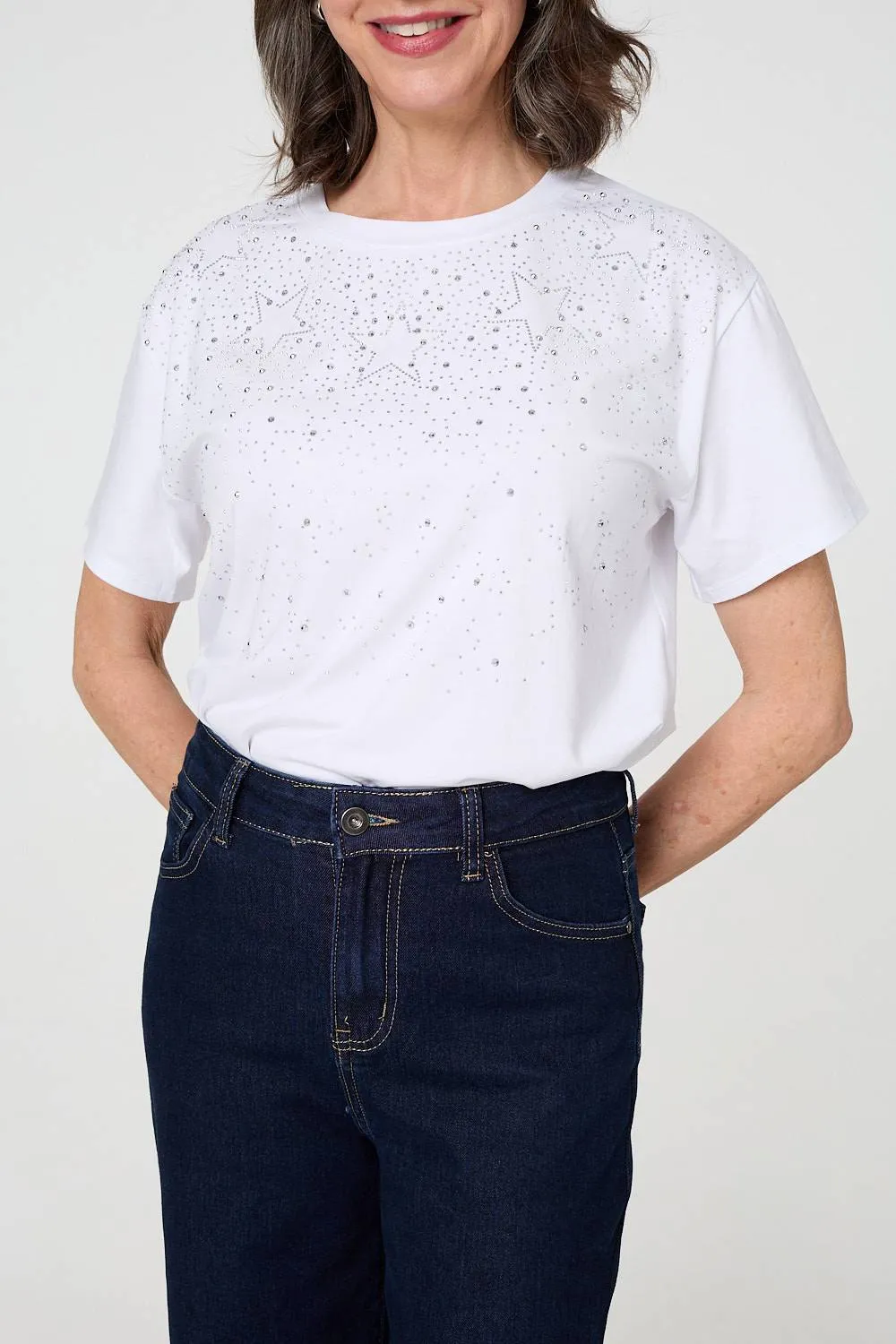 Sparkly Star Print Short Sleeve T-Shirt