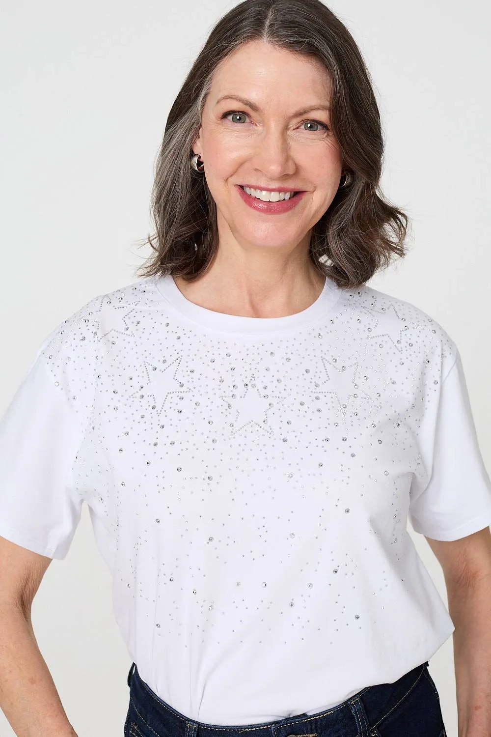 Sparkly Star Print Short Sleeve T-Shirt