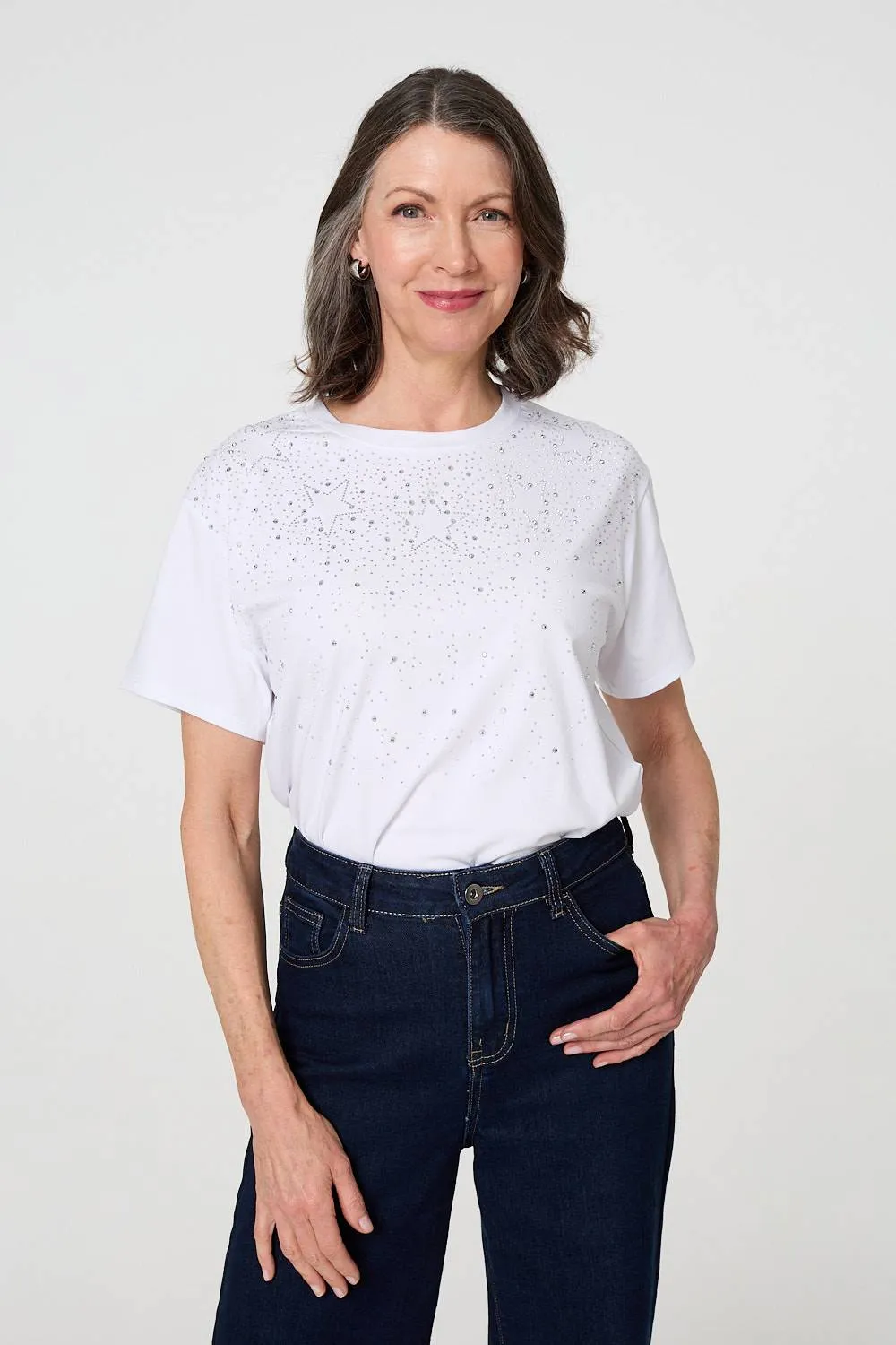 Sparkly Star Print Short Sleeve T-Shirt