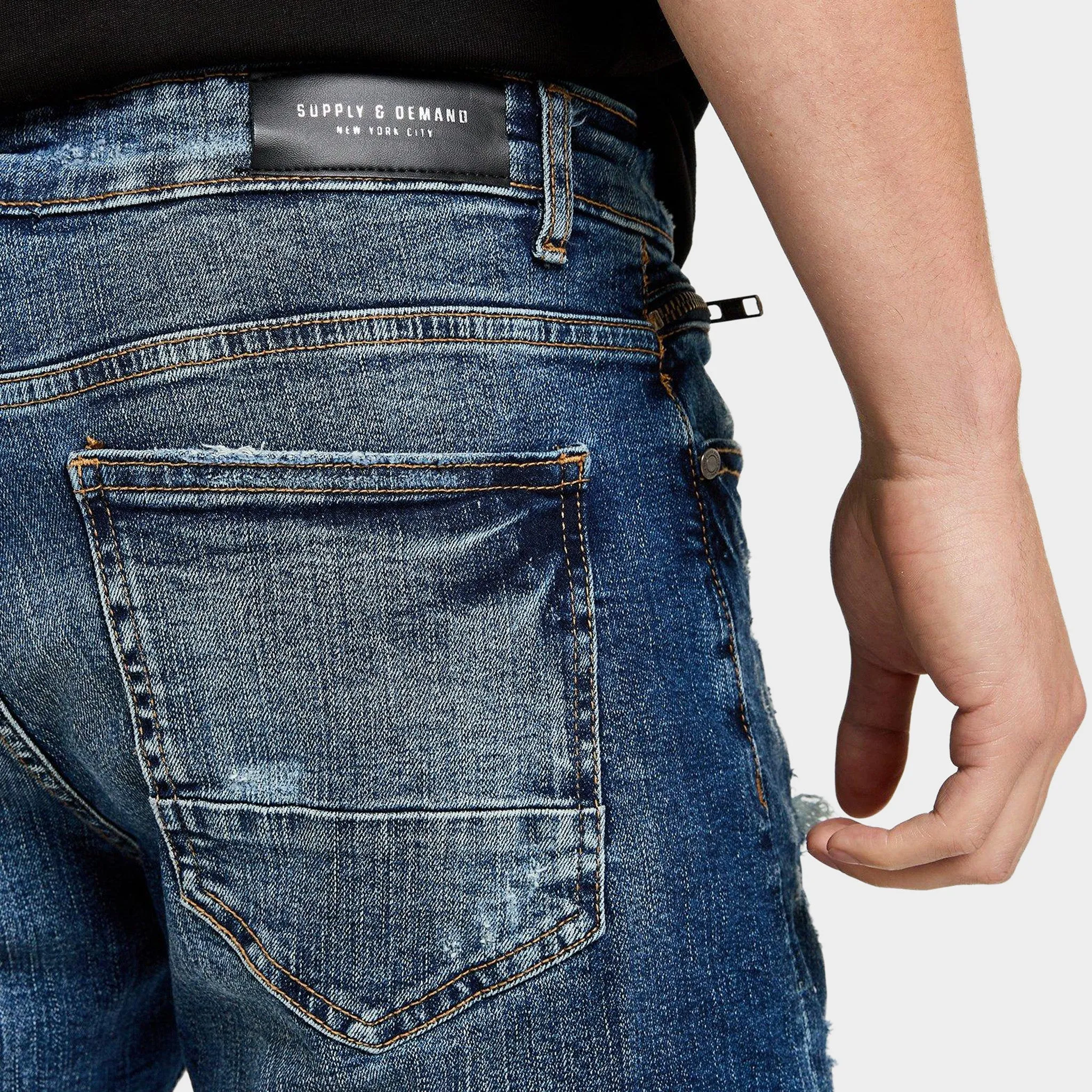 Supply & Demand Scoot Denim Shorts / Mid Blue Wash