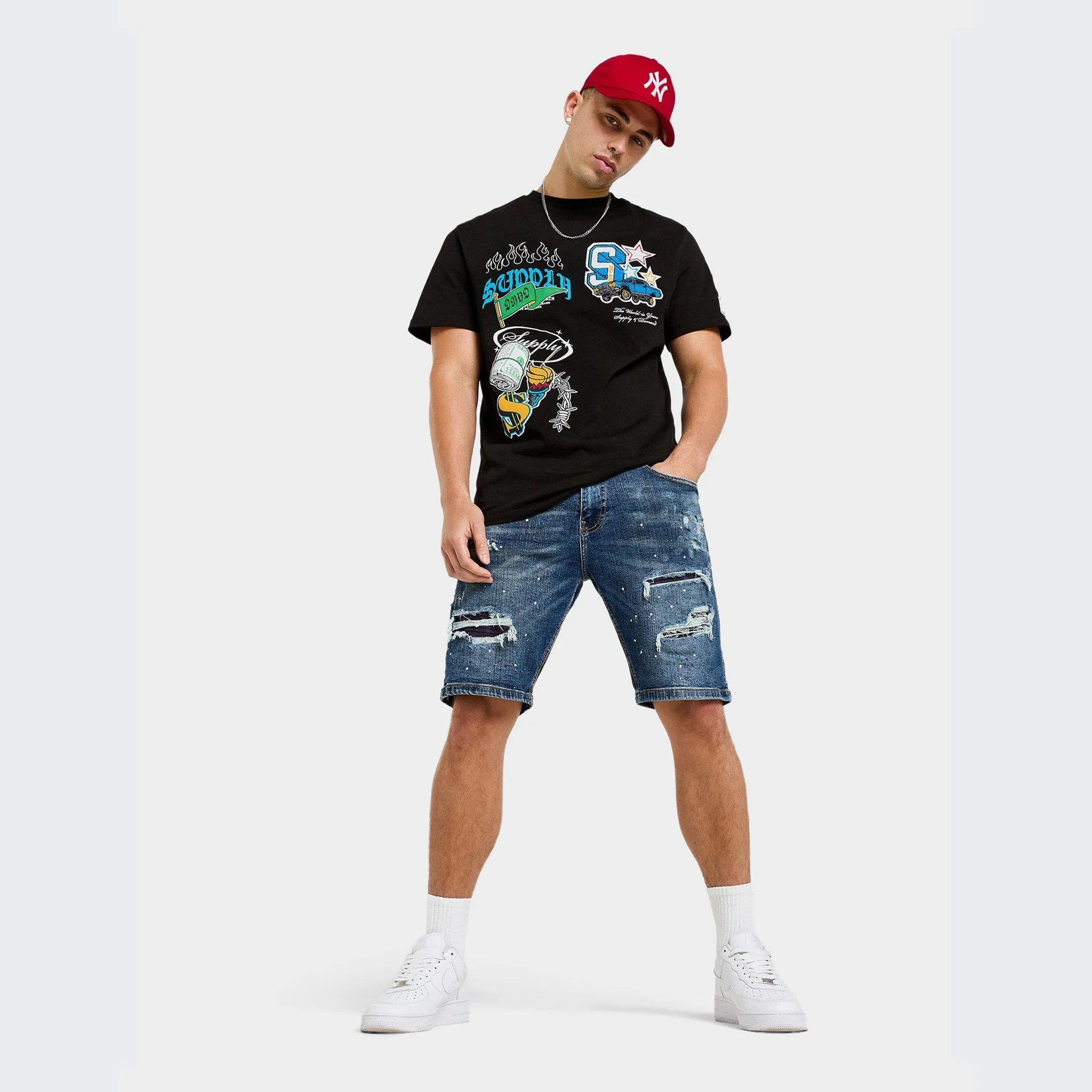 Supply & Demand Scoot Denim Shorts / Mid Blue Wash
