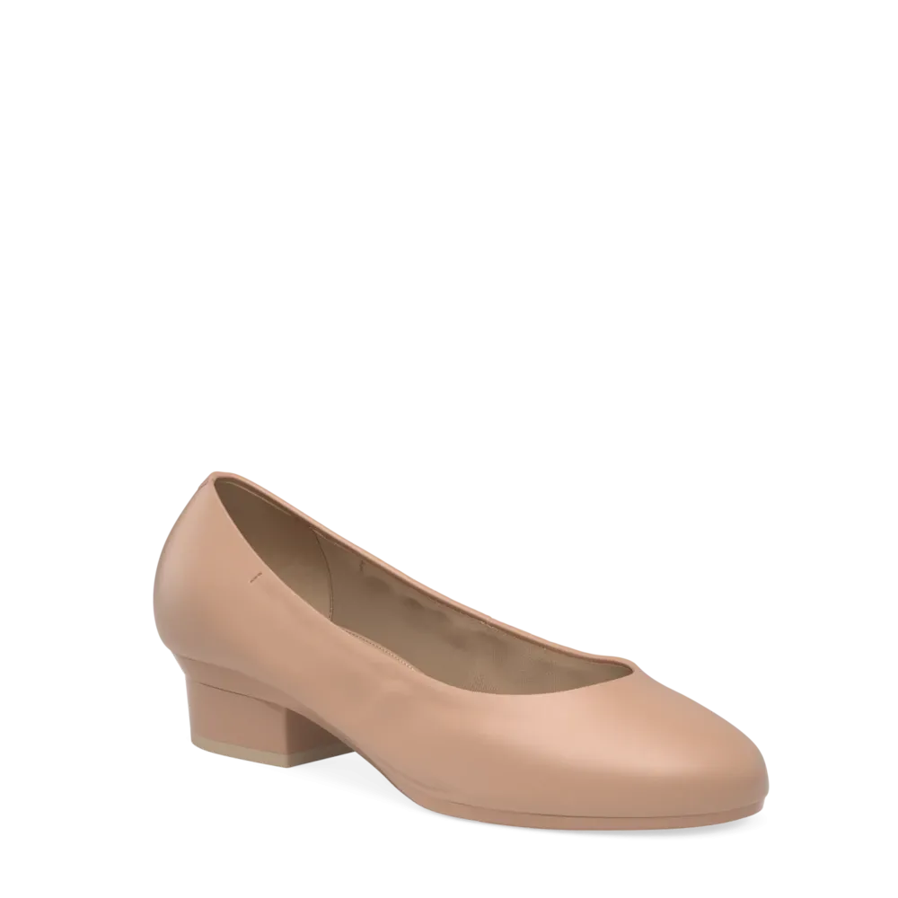 The Ballet Pump - Latte Stretch Leather 3 Block - FINAL SALE