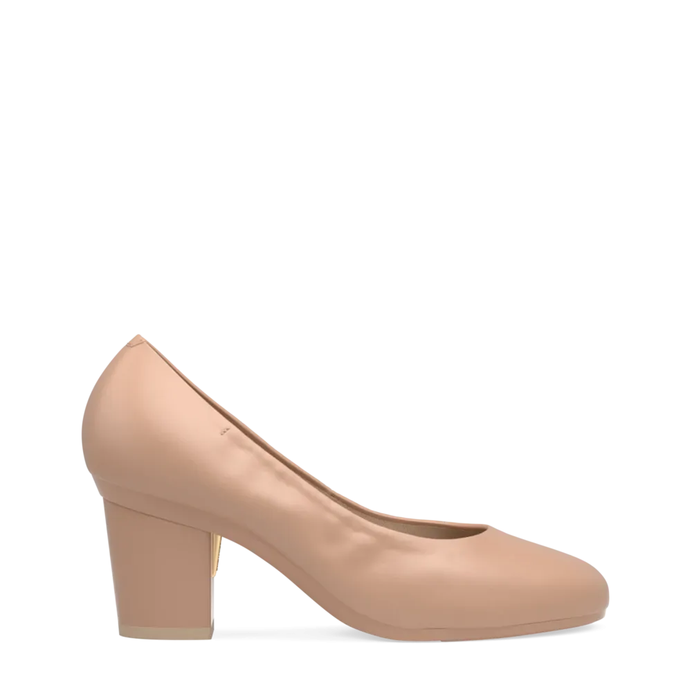 The Ballet Pump - Latte Stretch Leather 3 Block - FINAL SALE