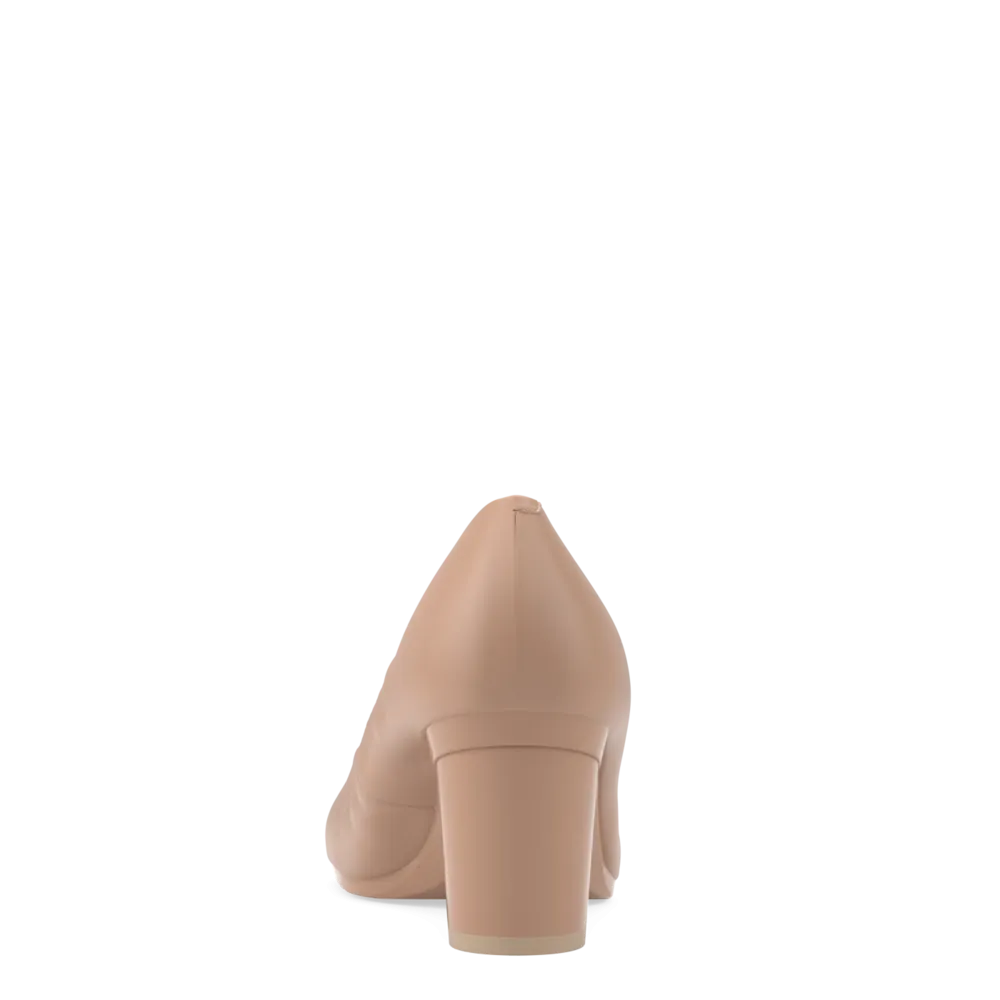 The Ballet Pump - Latte Stretch Leather 3 Block - FINAL SALE